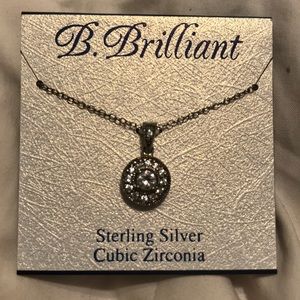 Sterling silver necklace circle pendant